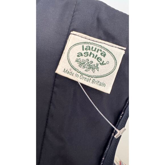 1990s Laura Ashley Floral Off-Shoulder Open Back Fit Flare Maxi navy Dress small - Picture 12 of 14